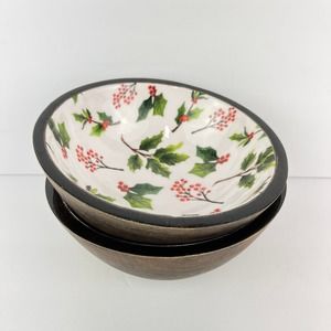 Dolly Parton Mango Wood Holly Berry Bowl Set of 2